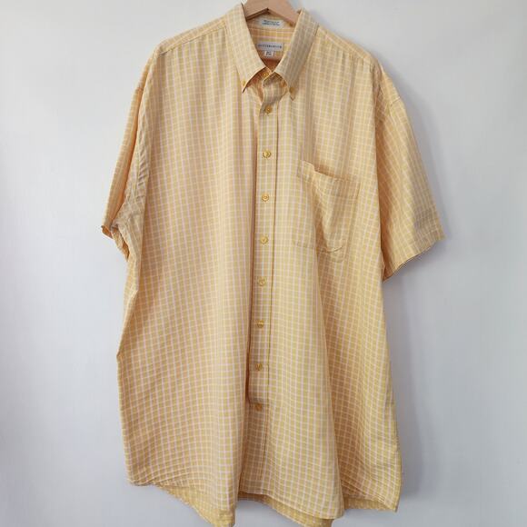 Cutter & Buck yellow white window pane plaid‎ button front shirt mens size 2XT - Picture 1 of 5